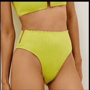 Vix Paula Hermanny Lime Green Bikini Bottom Scales Sandy Hi Rise Hotpant Lg NWT